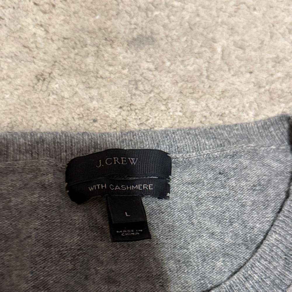 J. Crew Rhinestone Gray Cashmere Blend Sweater - Picture 2 of 5